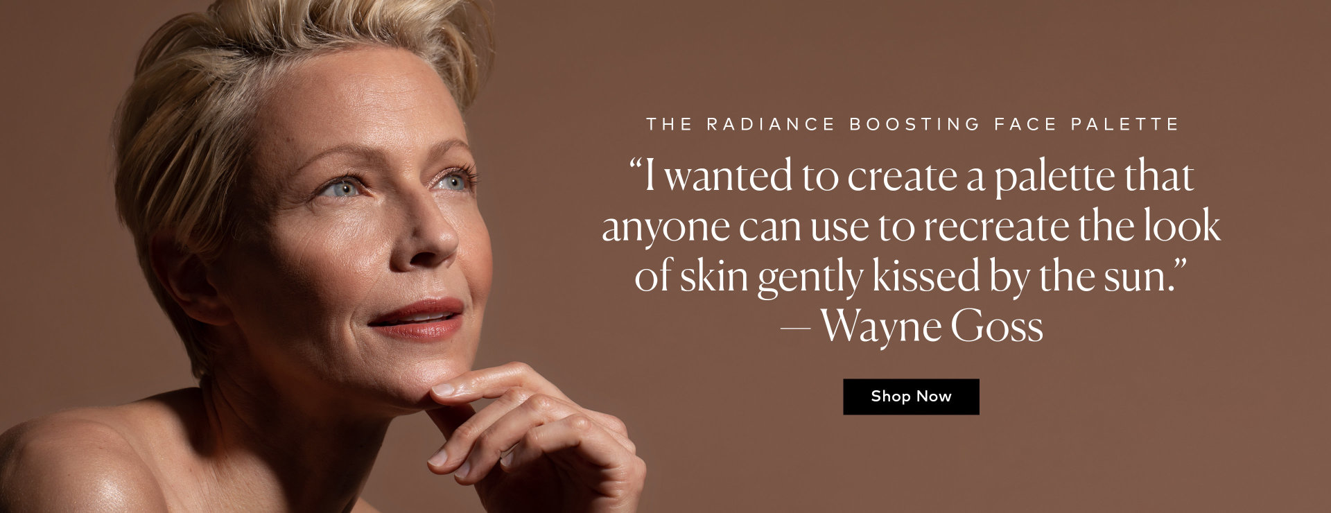 “I wanted to create a palette that anyone can use to recreate the look of skin gently kissed by the sun.” Shop Wayne Goss The Radiance Boosting Face Palette now.