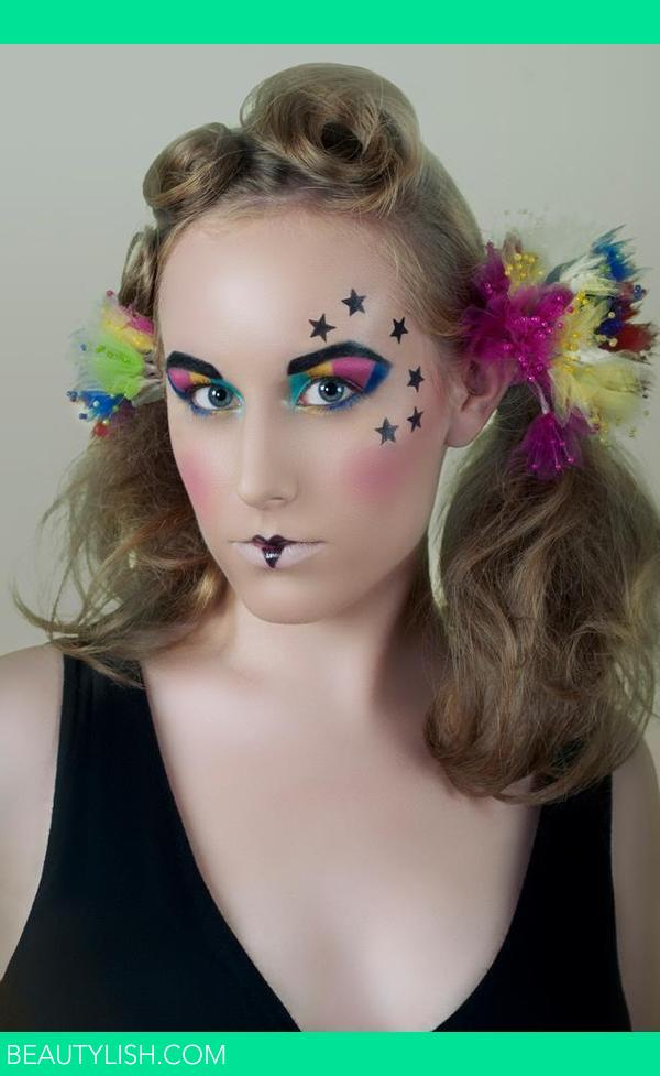 This looks was inspired by clowns, mimes and court jesters. The colorful eyes and stars were done with Makeup Forever Flash Pallet and set with HD ... - artistic-court-jester