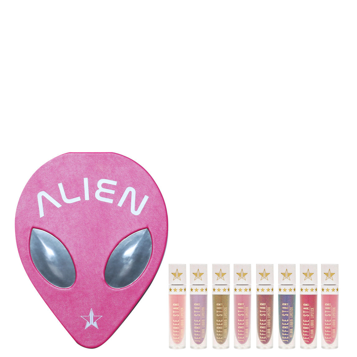 Jeffree Star Cosmetics Alien Palette & Velour Liquid Lipstick Holiday Bundle 2018 product smear.