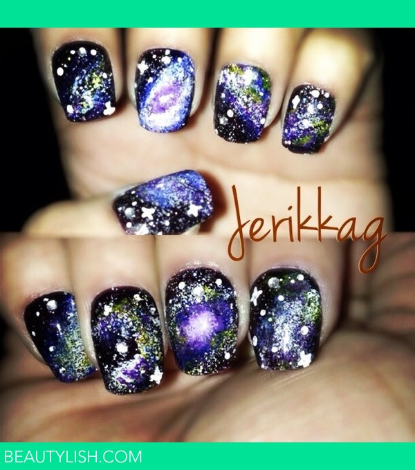 Hand painted Galaxy nail art done by me! @nailsbyjerikkag Instagram