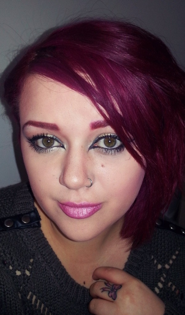 Magenta Hair And Eyebrows Gold And Green Eyeshadow Pink Lips Paige M 