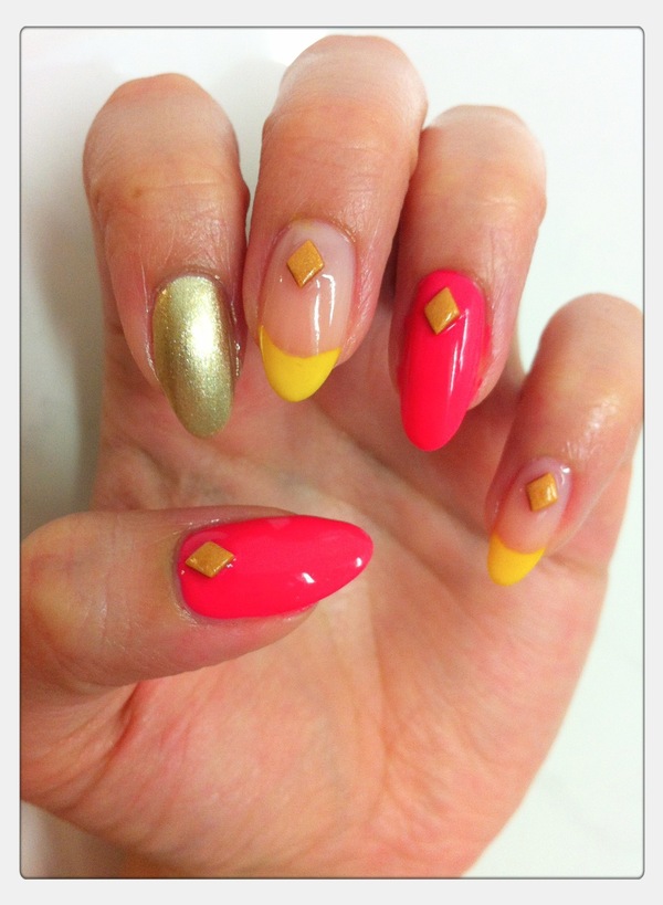 Colorful easy nails with clay deco Kirakiranail K.'s (kirakiranail