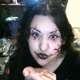 inspired originally to do something with lycanthropy but i happened to be watching 'The Crow' at the time so i kind of went all over the with just Evil incentives, i guess it's kind of Dia de Los Muertos meets Lady Gaga lol from the barbwire design above the eyes to the jeweled paw thing on my cheek, hope it inspires you ;)