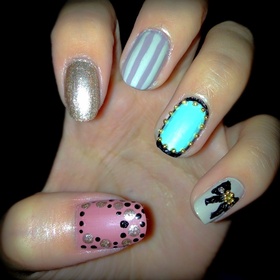 Mix of Pastels Metallics, Strips, Nail Framing, and gold Steel balls