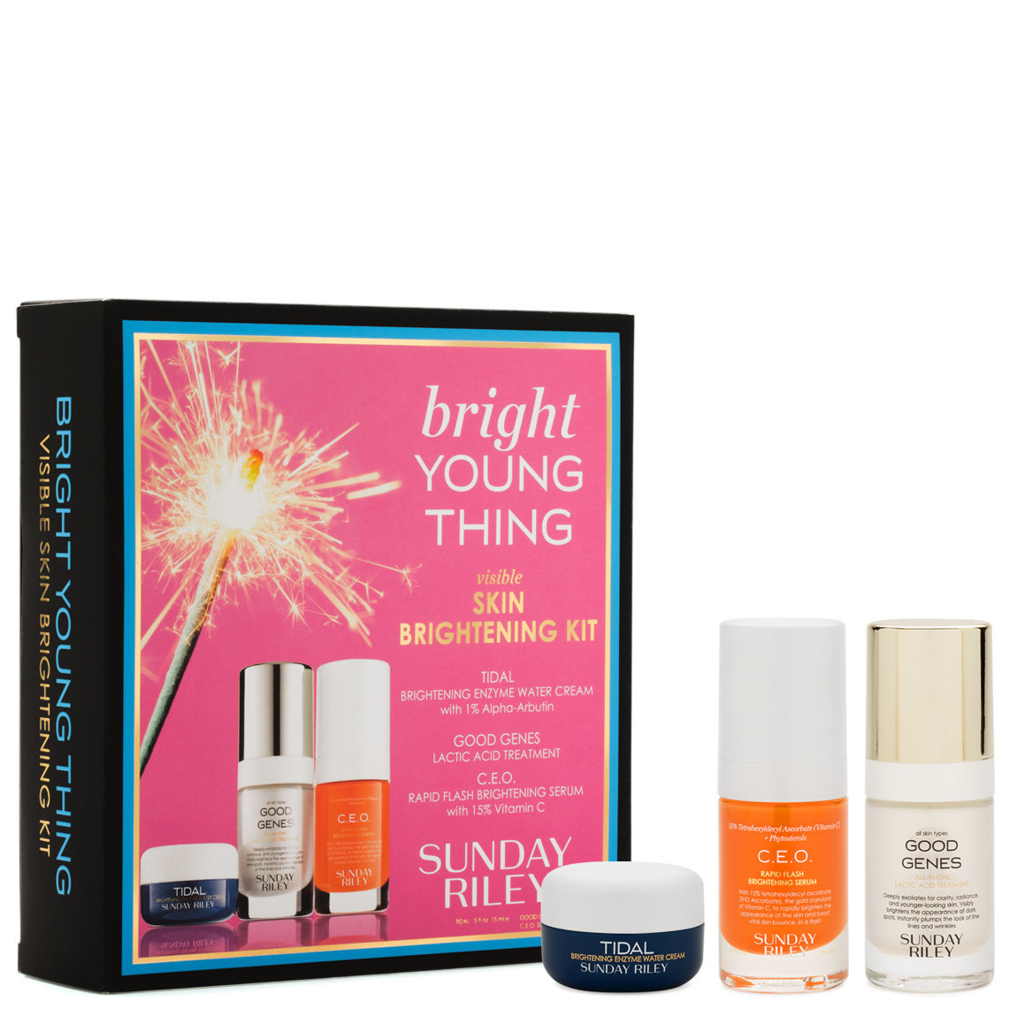 Sunday Riley Bright Young Thing Visible Skin Brightening Kit product smear.