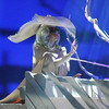 Lady Gaga sports platinum locks with an icy blue undertone while performing at the Decade of Different Party in the Los Angeles Hollywood Bowl!