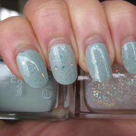 KIKO nail lacquer in vintage green and multi sized glitters