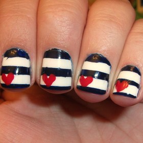 Nautical Heart Nails- http://polishmeplease.wordpress.com