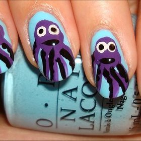 Octopus Nails
Nail tutorial & more photos here: http://www.swatchandlearn.com/nail-art-tutorial-octopus-nails/