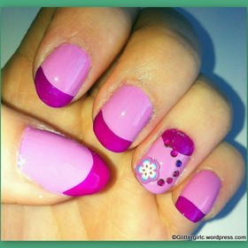 Using two of the gorgeous JulieG nail polishes, "Fierce & Fab" and "Dream in Pretty". :)
