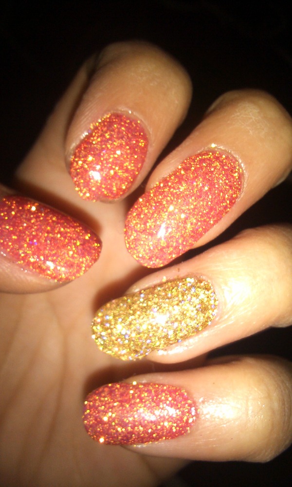 red and gold glitter gel nails Danielle E s Photo Beautylish