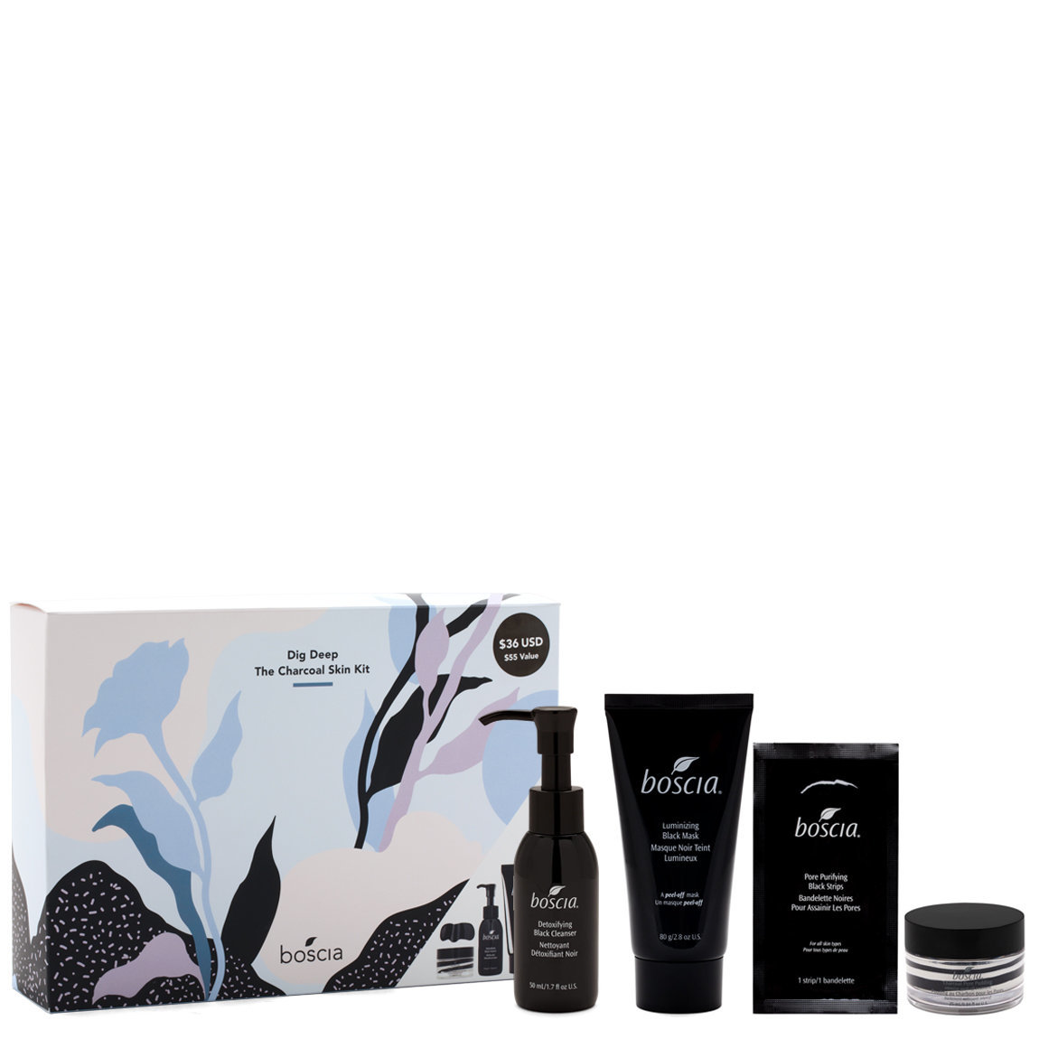 boscia Dig Deep - The Charcoal Skin Kit product smear.