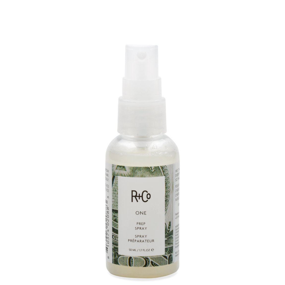 R+Co One Prep Spray 1.7 oz product smear.