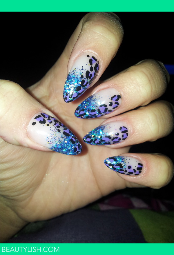 leopard print glitter nails, done by me Alisha O.'s Photo