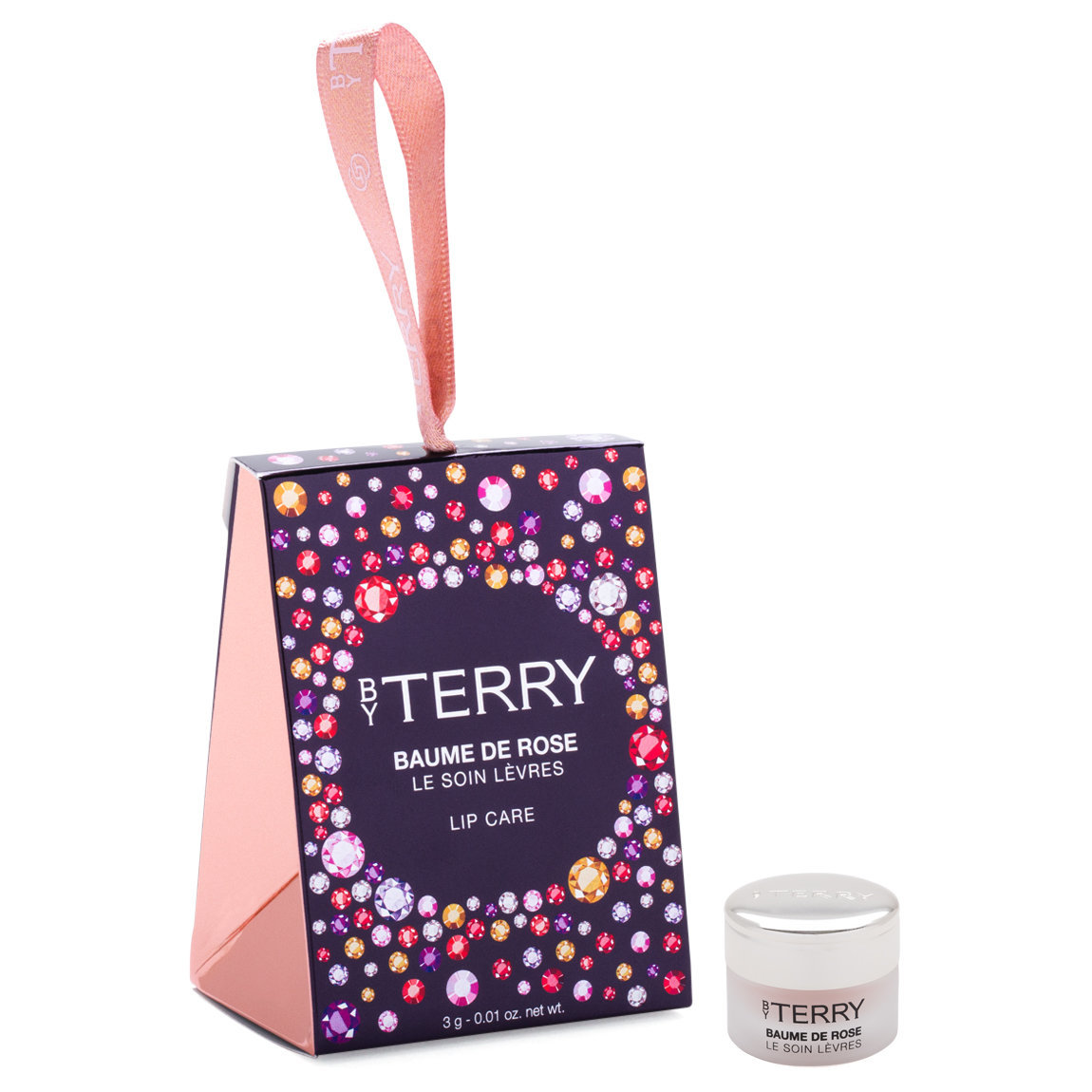 BY TERRY Gem Glow Baume De Rose Lip Care product smear.