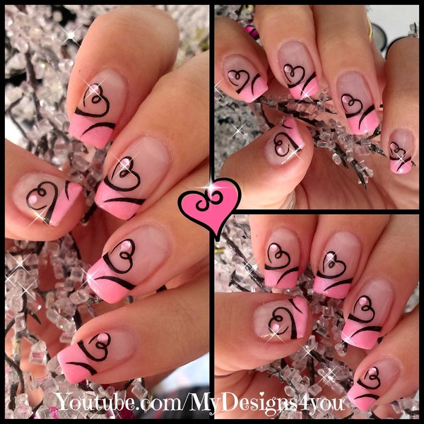 Easy Valentine's Day Nail Art | Cute Heart French Tip Nails | Liudmila