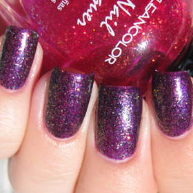Layers galore... Sinful Colors Daddy's Girl, Kleancolor Chunky Holo Fuchsia, Nicole by OPI Pitch Black Glimmer