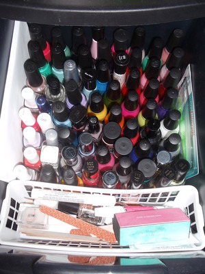 The one dedicated nail polish drawer is so full, I have nail polishes piling