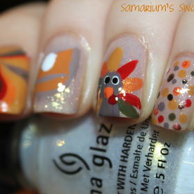 My Thanksgiving Turkey Mani 
http://samariums-swatches.blogspot.com/2011/11/my-thanksgiving-mani-pumpkin-pie-turkey.html