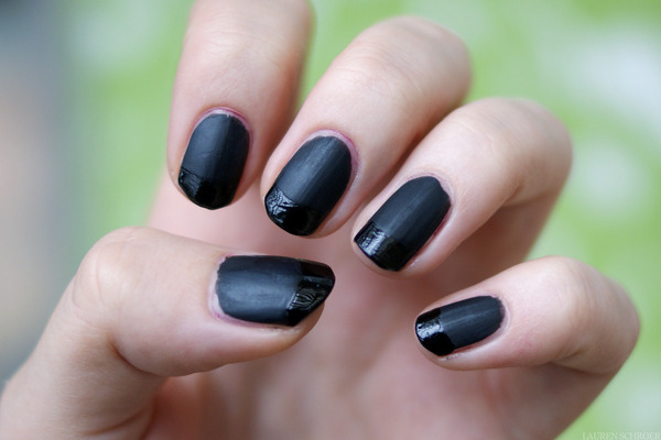 Matte Black French Manicure | Lauren S.'s (laurenschroer) Photo | Beautylish