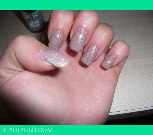 Nude basecoat with Nails Inc 3D glitter polish. Added May 14, 2012