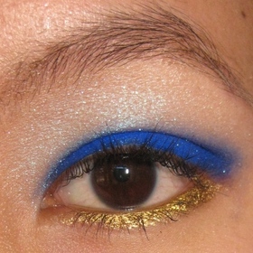 Bright royal blue with a pop of gold