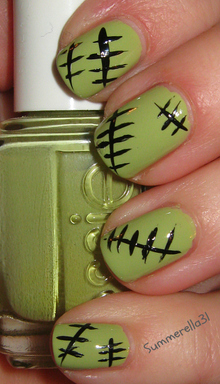 Essie Navigate Her and a black striper polish