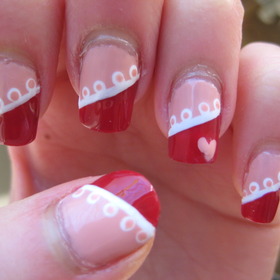 red and pink valentine's nails