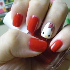 Essie Really Red and China Glaze White on White. The bow decal was from sephora