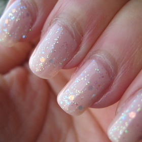 sheer baby pink with glitter. 