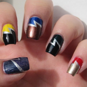 Harry Potter double lightning bolt nails :)