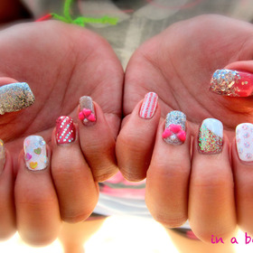 pink mismatch gel nails @gemsinabottle