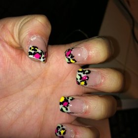 multi-colored leopard print acrylics