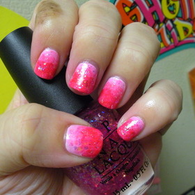 Graidient 
OPI Mod About You, Strawberry Margerita, InStyle Red, and I Lily Love You