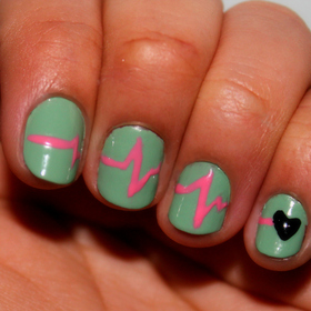 My heart beats only for you. 
-A Valentine's nail art idea. <3