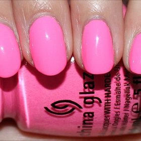 See more swatches here: http://www.swatchandlearn.com/china-glaze-shocking-pink-swatches-review/