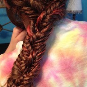 This is a braid of three fishtails combined that I did on a friend's hair