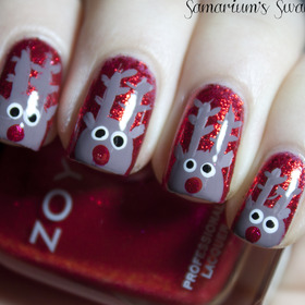 Rudolph reindeer mani 

http://samariums-swatches.blogspot.com/2011/12/but-do-you-recallthe-most-famous.html