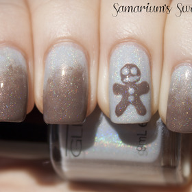 Glitter Gal GingerBreadMan Mani 

http://samariums-swatches.blogspot.com/2011/12/glitter-gal-light-as-feather-suede.html