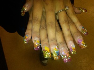 Encapsulated glitter, and sweets nail set