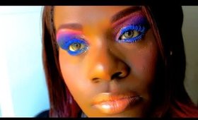 Eyeshadow Tutorial: Pink, Purple and Blue w/glitter (2 bonus lip options)