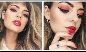 Orange Eyes & Red Shiny Lips Autumn Tutorial Using NYX & Primark