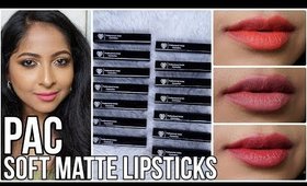 *NEW* PAC COSMETICS Soft Matte Cream Lipsticks | Swatches & Review | Stacey Castanha