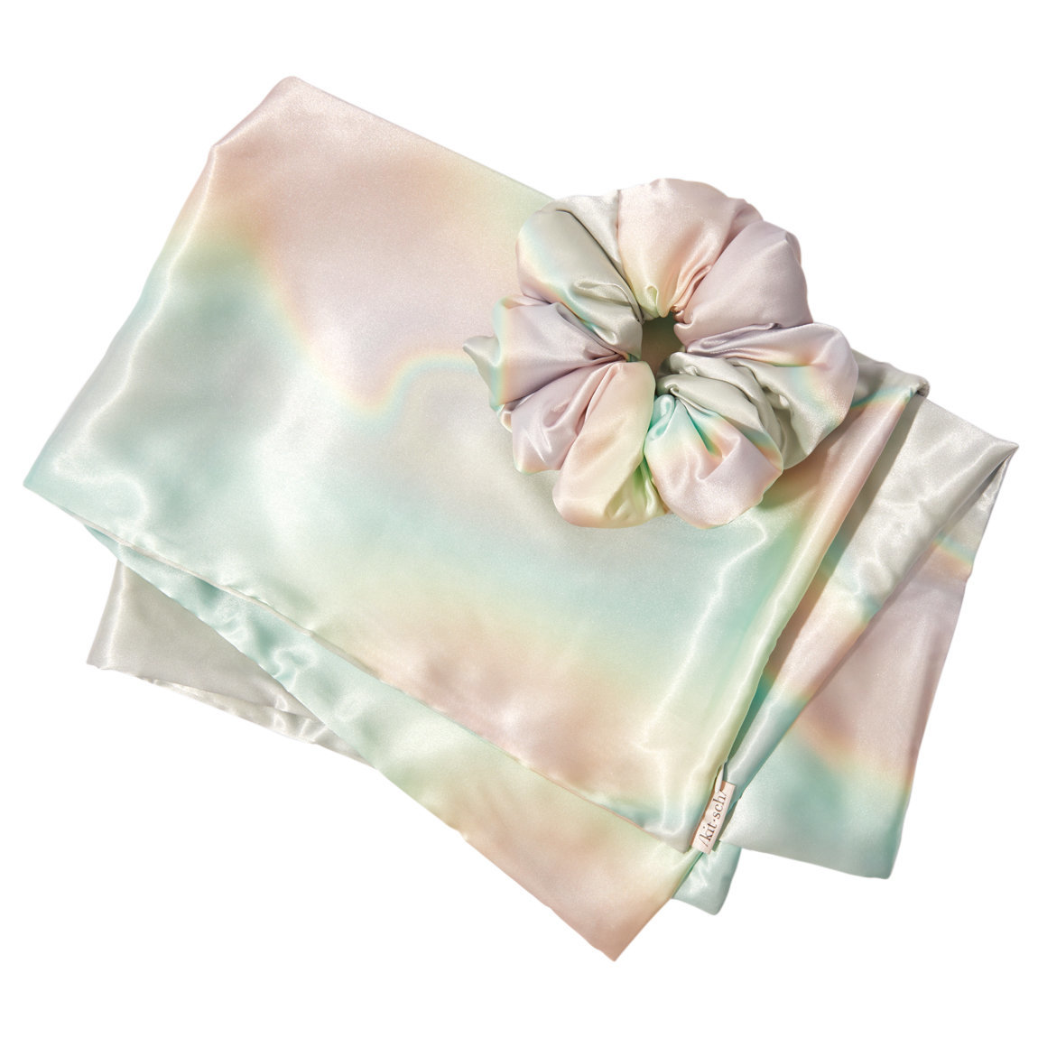 Kitsch Well Rested Satin Pillowcase & Pillow Scrunchie Set in Aura Pastel Kitsch Well Rested Satin Pillowcase with Zipper for Hair  main image 3
