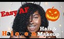 GRWM Halloween Makeup and Curly Hair | Halloween Black Cat 😻Makeup tutorial