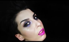 Perriwinkle Blue Halo Spotlight Eye & Bright Purple Pink Lips