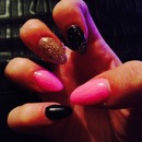 Black pink and gold glitter gels