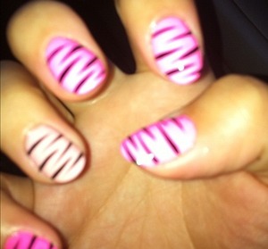 Pink polish with zebra stripes