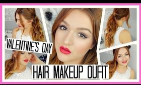VALENTINE'S DAY HAIR, MAKEUP & OUTFIT!