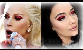 RED GLITTERY EYES | Lady Gaga Super Bowl 2016 Makeup Tutorial